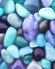 Aufkleber - Colorful Variety of Polished Gemstones Brightly Displayed on a Soft Background : Generative AI