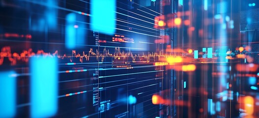 Leinwandbilder - Dynamic Data Visualization with Colorful Lines and Graphs for Financial and Tech Illustrations : Generative AI