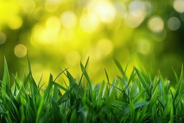 Leinwandbilder - Fresh green grass swaying gently in the warm sunlight during a serene summer afternoon. Generative AI
