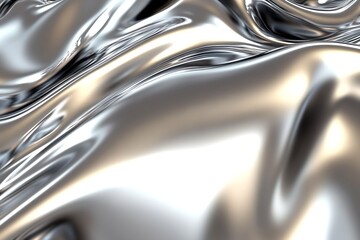 Fototapete - Swirling Silver Metallic Surface with Soft Glossy Reflections and Depth : Generative AI