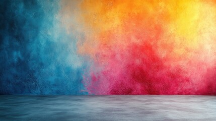 Wall Mural - Vibrant Abstract Background with Gradient of Blue, Orange, and Pink Colors on Textured Wall for Creative Art and Design Projects