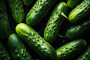 Poster - Close-Up of Cucumbers with Droplets for Natural Cooking and Culinary Presentations : Generative AI