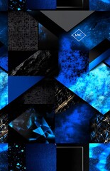 Poster - Intricate Blue and Black Overlays with Unique Textures and Depth : Generative AI