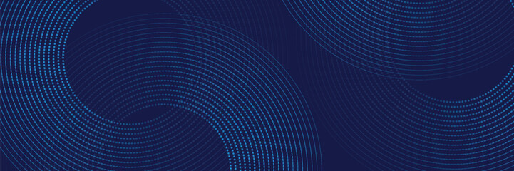 Poster - abstract blue geometric lines glowing on dark blue background. modern shiny blue circle lines patter