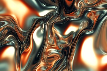 Fototapete - Dynamic Abstract Background with Luscious Metallic Swirls in Golden and Copper Hues for Graphic Design : Generative AI