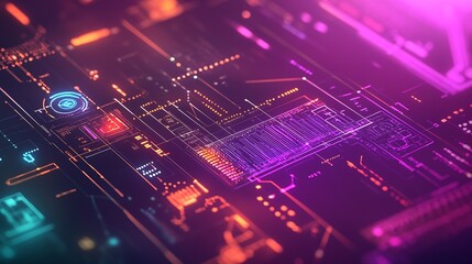 Poster - Dynamic Digital Artwork Featuring Colorful Circuitry and Innovative Designs in a Layered Format : Generative AI