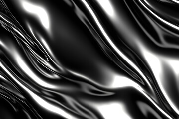 Poster - Fluid Black and Silver Satin Fabric Texture for Stylish Backgrounds : Generative AI
