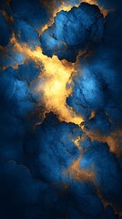 Poster - Elegant Blue and Gold Abstract Image Offering a Unique Visual Experience : Generative AI