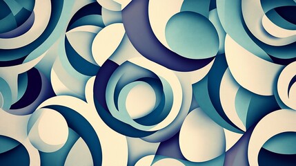 Poster - Abstract blue and white circular shapes with a textured appearance background