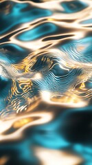 Aufkleber - Vibrant Close-Up of Fluid Water Surface with Radiant Light Play : Generative AI