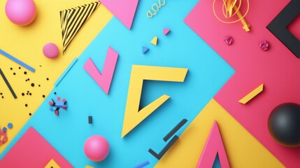 Poster - Vibrant Geometric Composition with Abstract Shapes and Dynamic Color Palette