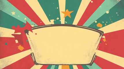 Poster - Retro Style Bursting Background with Frame for Text vintage look and feel