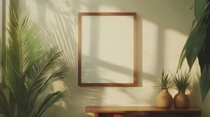 Poster - frame mockup, iso a paper size. living room wall poster mockup. interior mockup with house backgroun