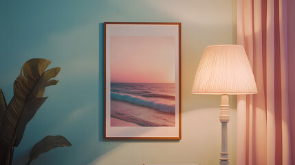 Poster - frame mockup, iso a paper size. living room wall poster mockup. interior mockup with house backgroun