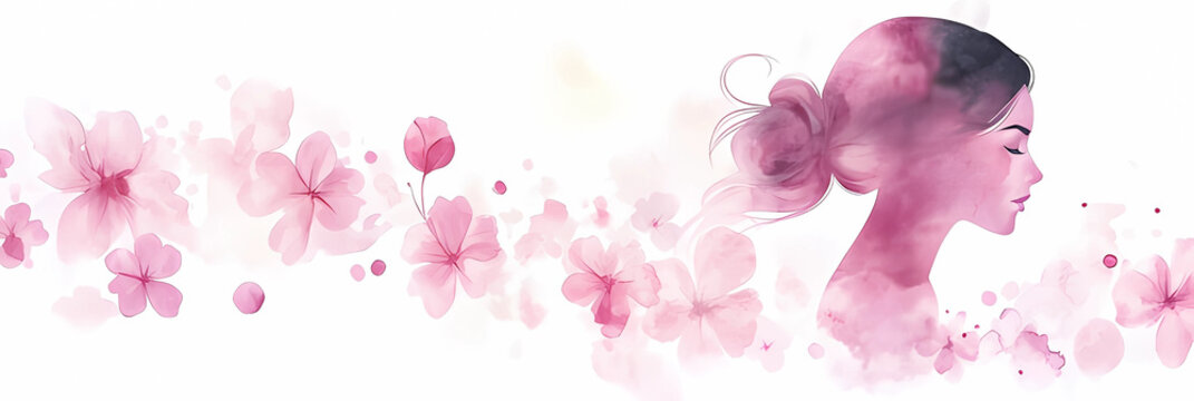 A graceful watercolor frame designed for International Women’s Day, embodying femininity and artistic charm. with copy space
