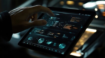 Poster - Futuristic Tablet Interface Data Analysis