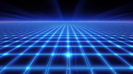 Poster - Abstract Blue Grid Digital Network Landscape