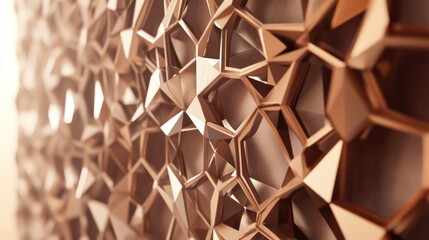 Poster - Abstract Geometric Wooden Panel: Intricate Honeycomb Design