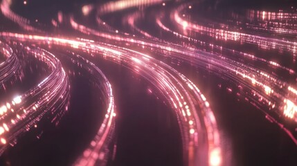 Poster - Abstract Pink Light Trails Swirling in Dark Space