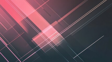 Poster - Abstract Geometric Design: Intersecting Pink and Gray Lines