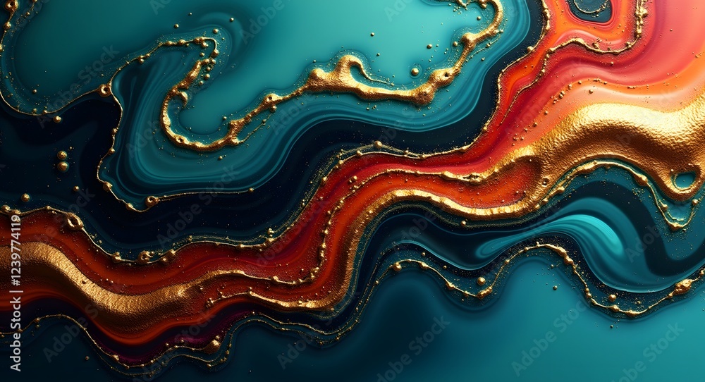 Generative AI Abstract Golden Fluid Art Texture abstract fluid texture ...