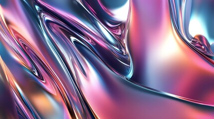 Poster - Colorful Abstract Waves Create a Mesmerizing Visual Display in Smooth Metallic Textures and Vibrant Hues
