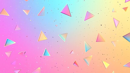 Poster - Colorful Abstract Design Featuring Floating Triangles on a Vibrant Pastel Background