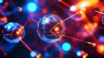 Poster - Visualization of Atomic Structure With Intricate Connections and Vibrant Colors
