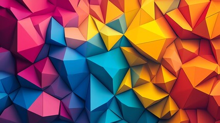 Poster - Colorful Geometric Design With Vibrant Triangles Creating an Abstract Pattern