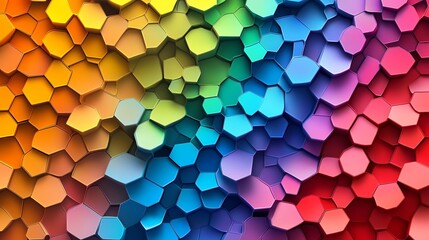 Poster - Colorful Hexagonal Pattern Showcasing Vibrant Shades Forming a Dynamic Abstract Design