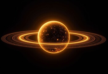 Poster - Glowing Oval Orbits: Golden Proportional Rays, Side View, Black Background, Abstract Light Art, Modern Graphic Design, Minimalist Style, Elegant Visual, Dynamic Movement, Futuristic Concept.
