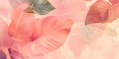  Coral Dreams: Abstract Coral-toned Leaves: A dreamy, abstract image featuring overlapping coral-toned leaves in soft, pastel hues.  The focus is on texture and color.