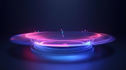 Fototapete - Abstract Neon Energy Field Circular Platform