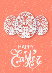 Wall Mural - paper art easter egg. 3d ornate paper carve egg shape, floral motifs. holiday decorative element. ve