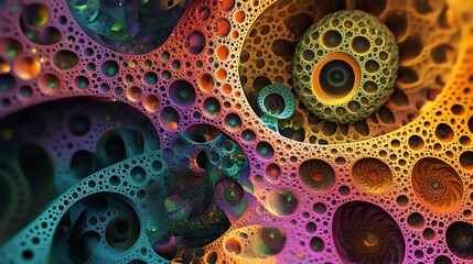 Poster - Colorful Abstract Fractal Design Featuring Intricate Patterns and Shapes With Luminous Details