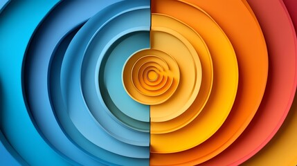 Poster - Colorful Spiral Pattern in Shades of Blue and Orange Creates Visual Harmony and Depth in a Modern Abstract Design