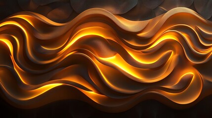 Poster - Abstract Art Showcasing Flowing Shapes With Warm Lighting in a Dark Setting