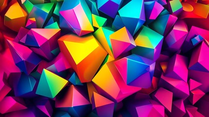 Poster - Colorful Abstract Geometric Shapes Create a Vibrant 3D Pattern With Dynamic Hues in a Visually Stunning Composition