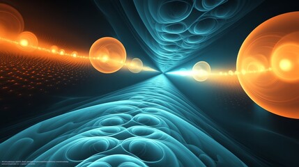 Poster - Abstract Representation of Particles Interacting in a Futuristic Digital Environment During a Cosmic Event