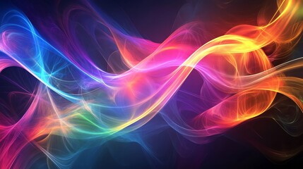 Poster - Vibrant Swirling Patterns in Bright Colors Create a Stunning Display of Light Against a Dark Background