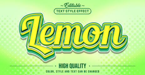 Fototapete - Editable text style effect - Lemon text style theme.
