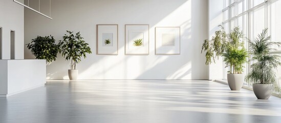 Wall Mural - Sunlit Minimalist Interior Design with Plants and Artwork