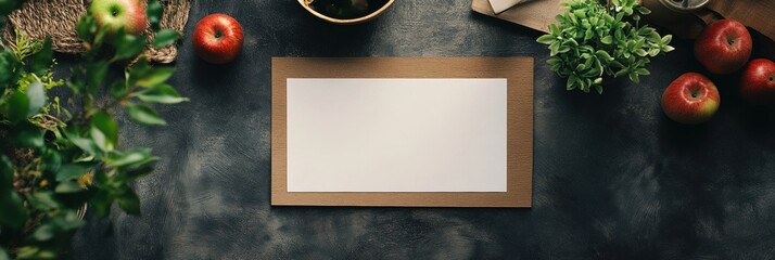 Poster - Fresh ingredients and a blank canvas ready for a culinary creation in a rustic kitchen setting. Generative AI