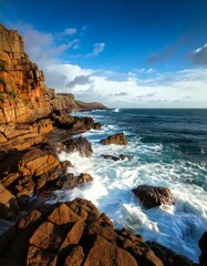 Wall Mural - coastline with crashing waves 