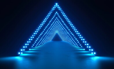 Poster - futuristic neon light tunnel with abstract technology elements