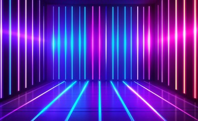Poster - Abstract Neon Light Background with Speed Lines and Technology Vibe