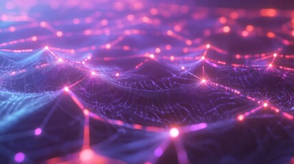 Poster - Abstract Digital Network Glowing Nodes and Lines