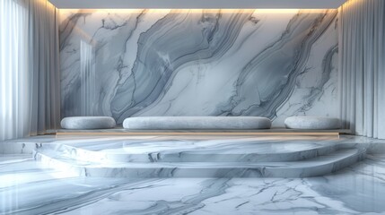 Poster - Luxurious marble interior with elegant design and minimalist furniture