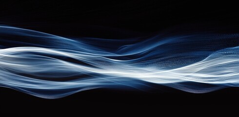 Poster - Dark Background with Flowing Blue and White Lines of Code