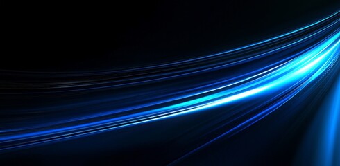 Poster - abstract blue and black background with glowing lines design